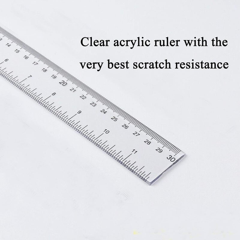 monochef 2 Pack Plastic Ruler Straight Ruler Clear See Through Measuring Acrylic Tool for Student School Office with Centimeters and Inches(6 Inch+12 Inch) - Image 5